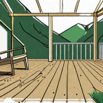 A trex deck under construction with various materials scattered around in a provo