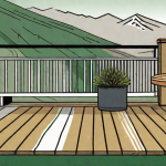 A scenic view of salt lake city in the background with a detailed trex deck in the foreground
