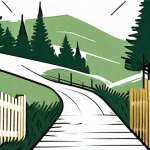 A scenic park city landscape with a newly installed cedar fence running through it